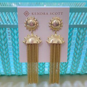 New Kendra Scott Earrings Gold Sienna Sun Statement Dangle NWT